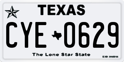 TX license plate CYE0629