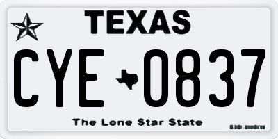 TX license plate CYE0837