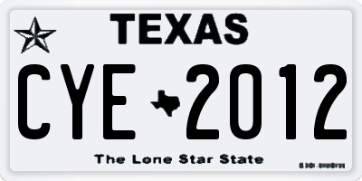 TX license plate CYE2012