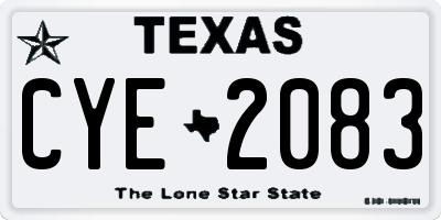 TX license plate CYE2083