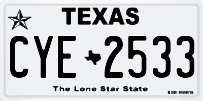 TX license plate CYE2533
