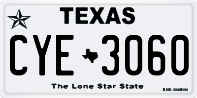 TX license plate CYE3060