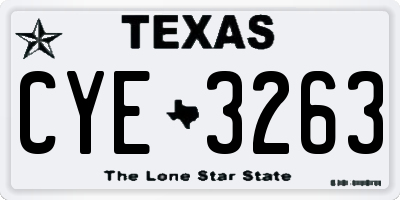 TX license plate CYE3263