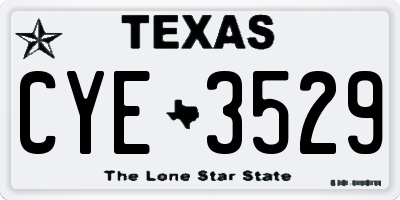TX license plate CYE3529