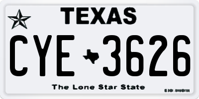 TX license plate CYE3626