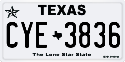 TX license plate CYE3836