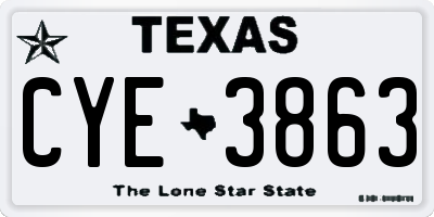 TX license plate CYE3863
