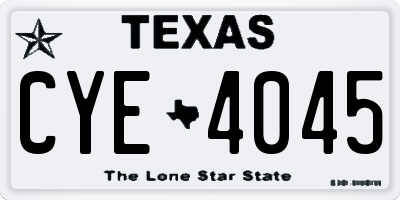 TX license plate CYE4045