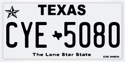 TX license plate CYE5080