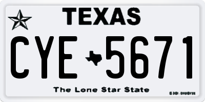 TX license plate CYE5671