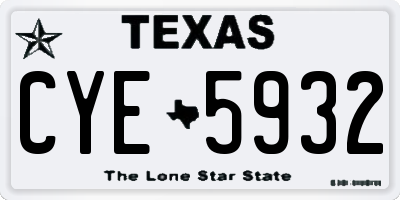 TX license plate CYE5932