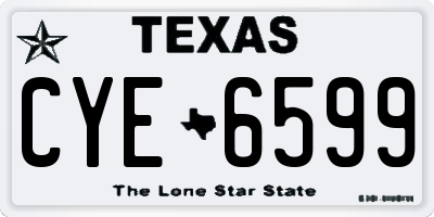 TX license plate CYE6599