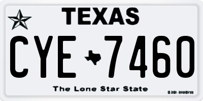 TX license plate CYE7460
