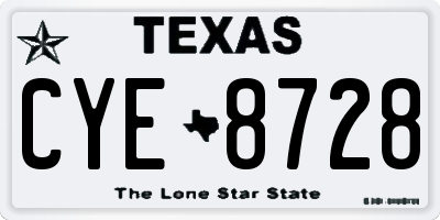 TX license plate CYE8728