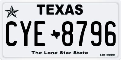 TX license plate CYE8796