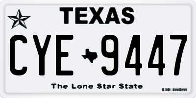 TX license plate CYE9447