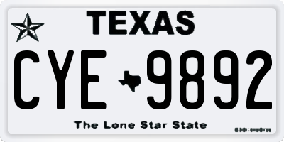 TX license plate CYE9892