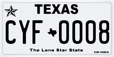 TX license plate CYF0008