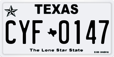 TX license plate CYF0147