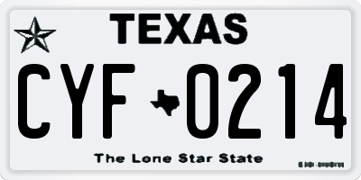 TX license plate CYF0214