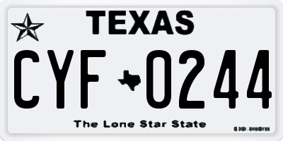TX license plate CYF0244