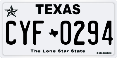 TX license plate CYF0294