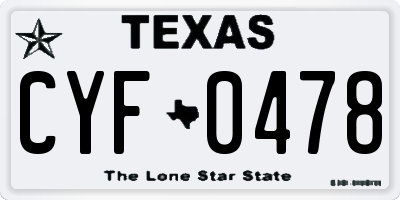 TX license plate CYF0478