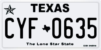 TX license plate CYF0635