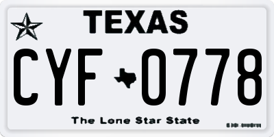 TX license plate CYF0778