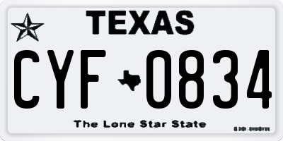 TX license plate CYF0834