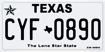 TX license plate CYF0890