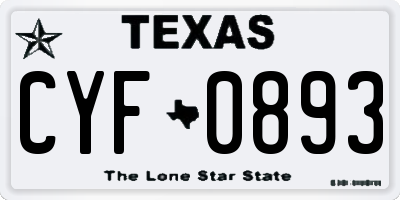 TX license plate CYF0893