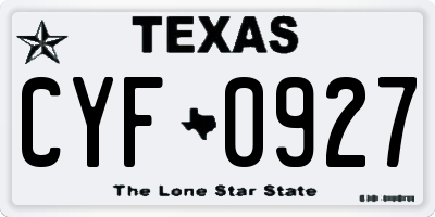 TX license plate CYF0927