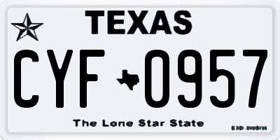 TX license plate CYF0957