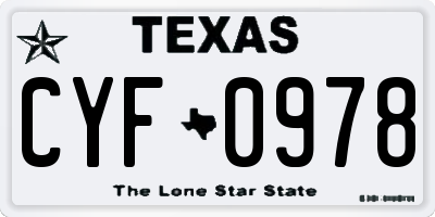 TX license plate CYF0978