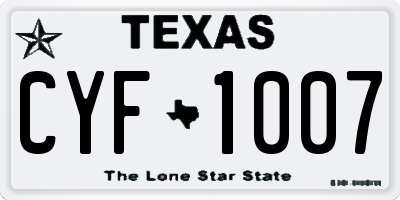 TX license plate CYF1007