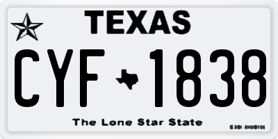 TX license plate CYF1838