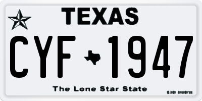 TX license plate CYF1947