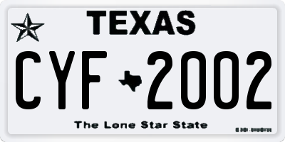 TX license plate CYF2002