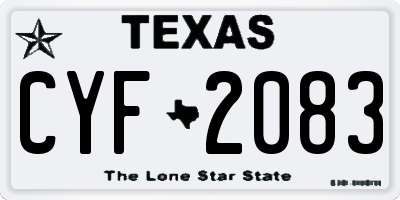 TX license plate CYF2083