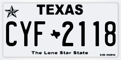 TX license plate CYF2118