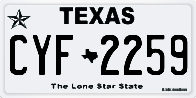 TX license plate CYF2259