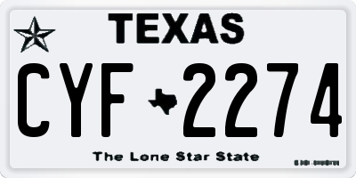 TX license plate CYF2274