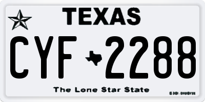 TX license plate CYF2288