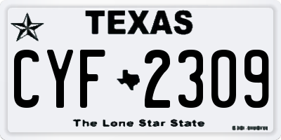 TX license plate CYF2309