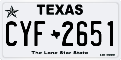 TX license plate CYF2651
