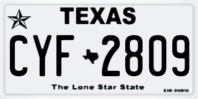 TX license plate CYF2809