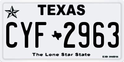TX license plate CYF2963