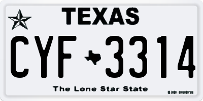 TX license plate CYF3314
