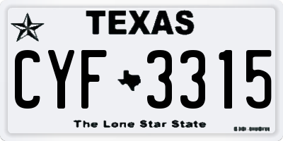 TX license plate CYF3315
